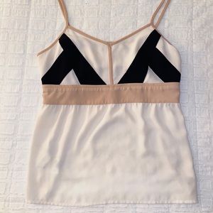 White cami with beige & black detailing (LOFT)